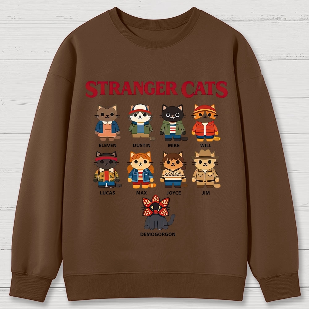 Stranger Cats Character Grid Cotton Sweatshirts