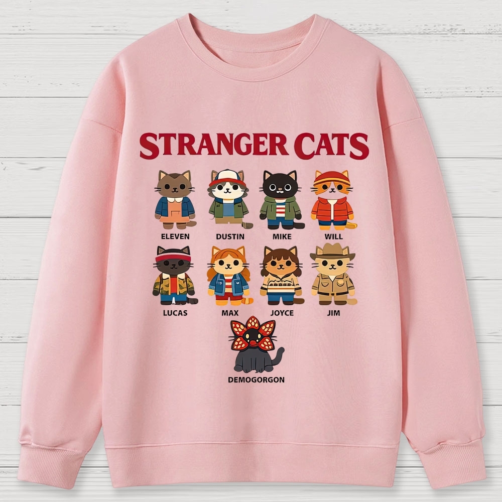 Stranger Cats Character Grid Cotton Sweatshirts