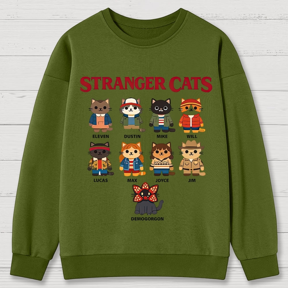 Stranger Cats Character Grid Cotton Sweatshirts