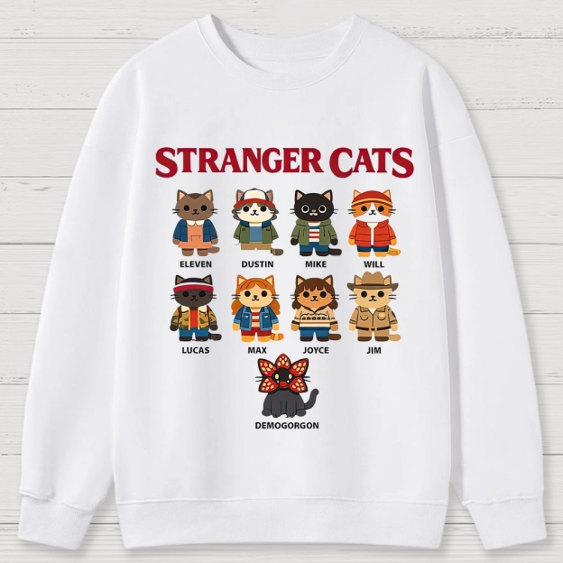 Stranger Cats Character Grid Cotton Sweatshirts