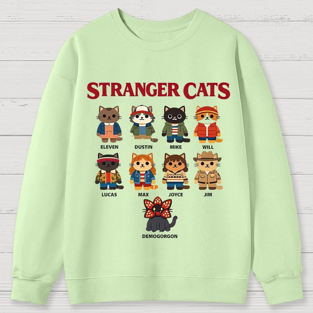 Stranger Cats Character Grid Cotton Sweatshirts