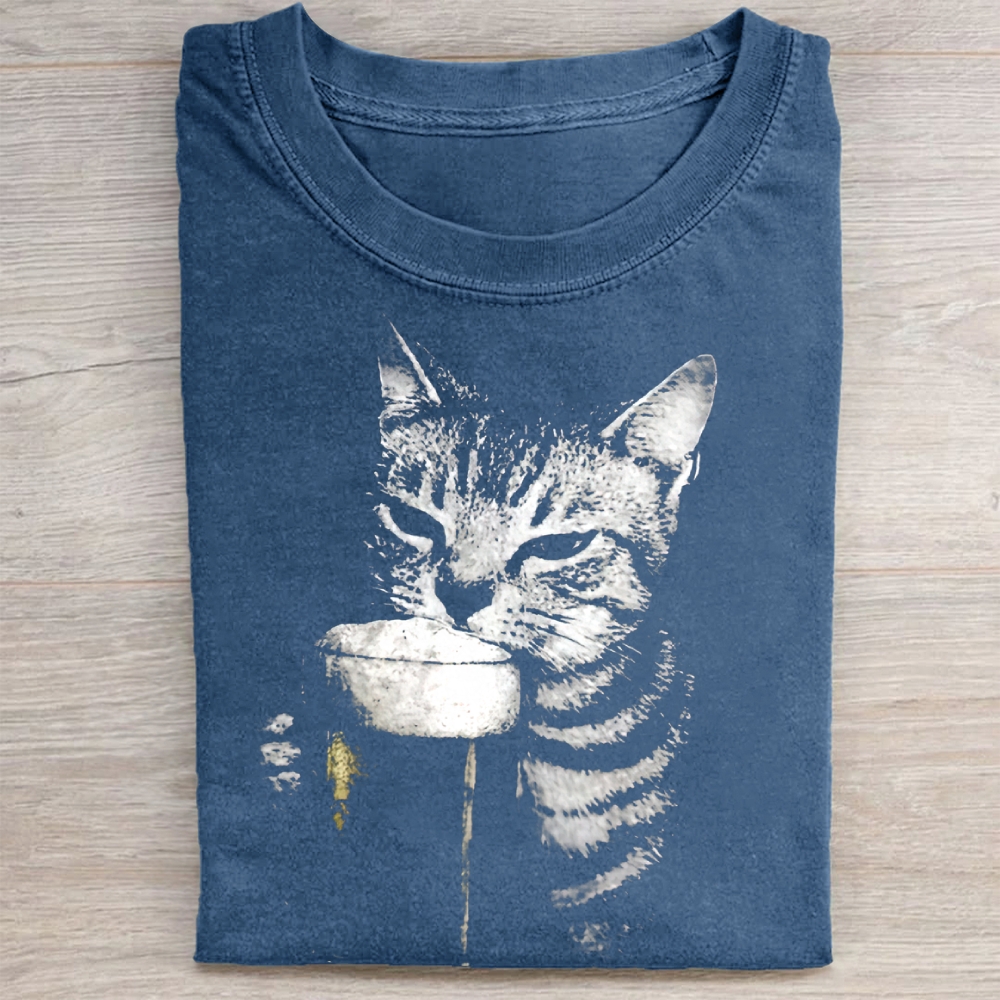 Cat Beer Y2k Vintage 90s Washed Tee 