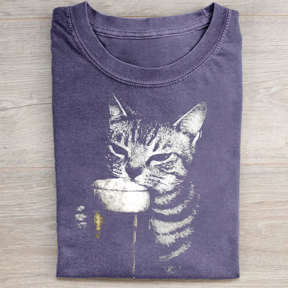 Cat Beer Y2k Vintage 90s Washed Tee 