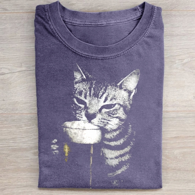 Cat Beer Y2k Vintage 90s Washed Tee 