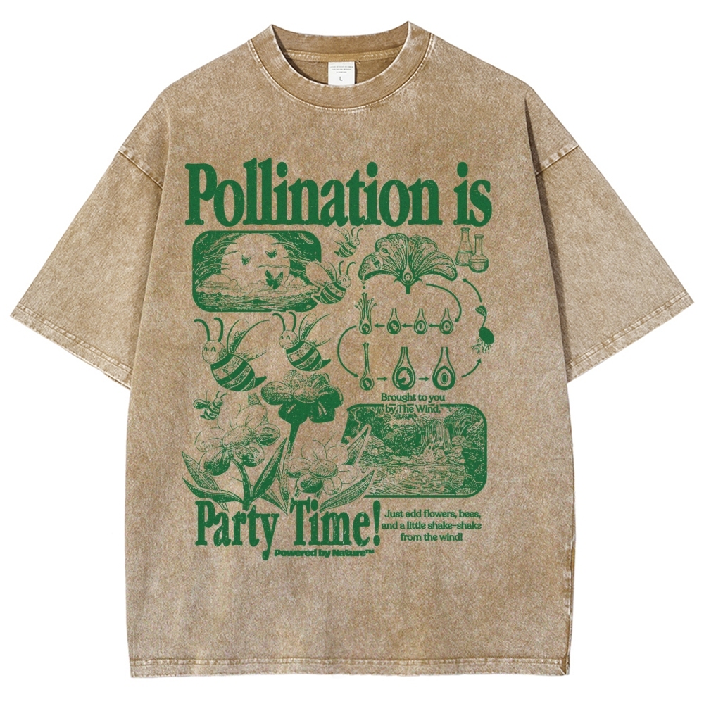 Bee Pollination Science Washed T-Shirt 