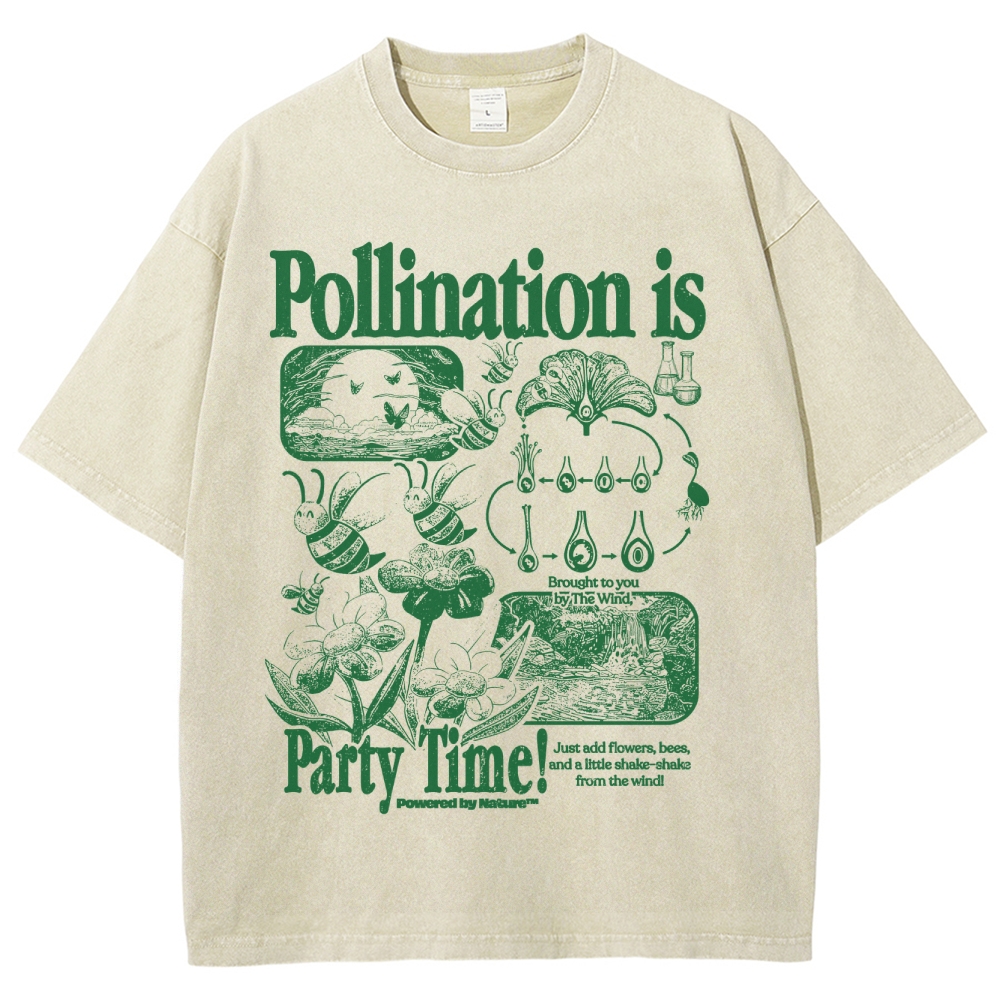 Bee Pollination Science Washed T-Shirt 