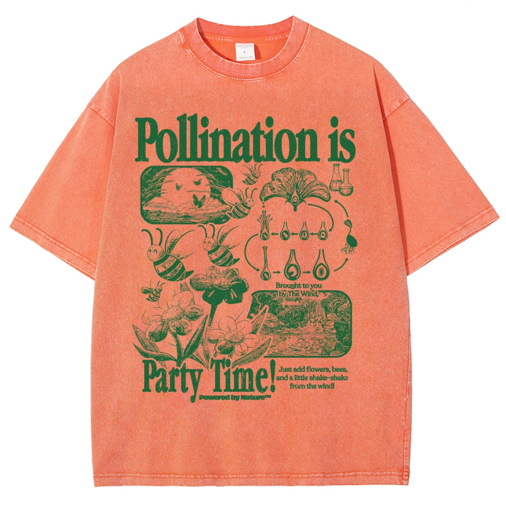 Bee Pollination Science Washed T-Shirt 