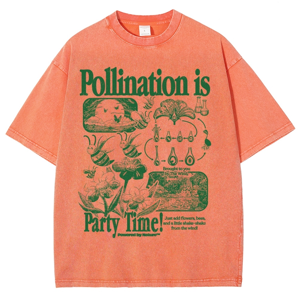 Bee Pollination Science Washed T-Shirt 