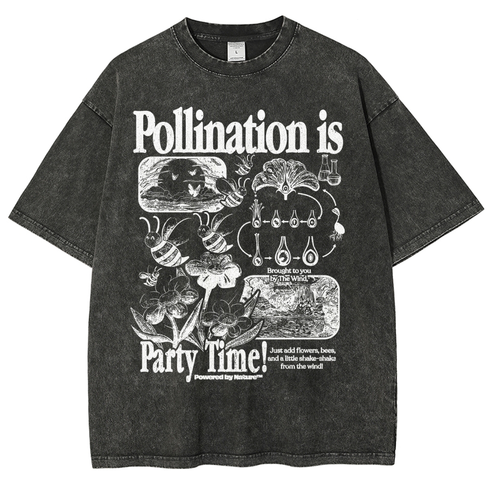 Bee Pollination Science Washed T-Shirt 