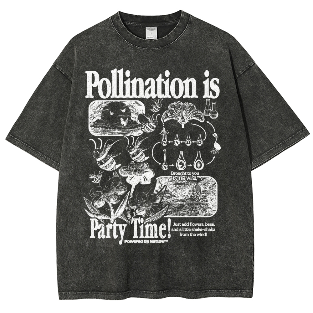 Bee Pollination Science Washed T-Shirt 
