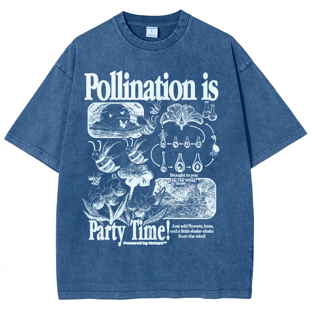 Bee Pollination Science Washed T-Shirt 