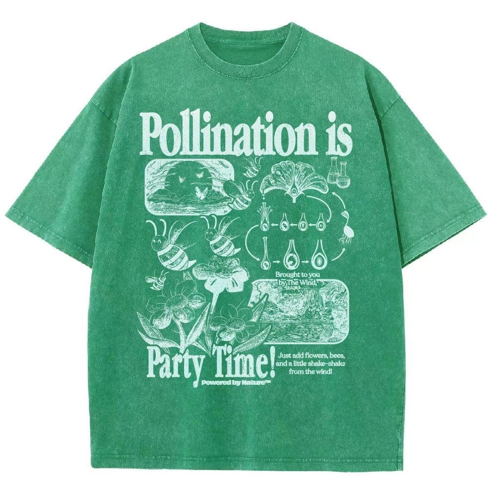 Bee Pollination Science Washed T-Shirt 