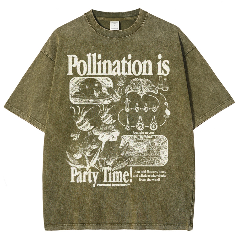 Bee Pollination Science Washed T-Shirt 