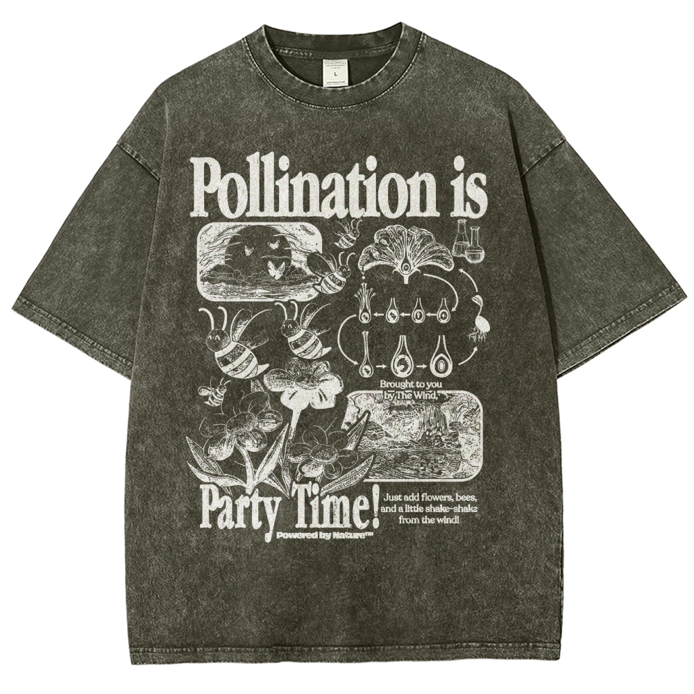 Bee Pollination Science Washed T-Shirt 