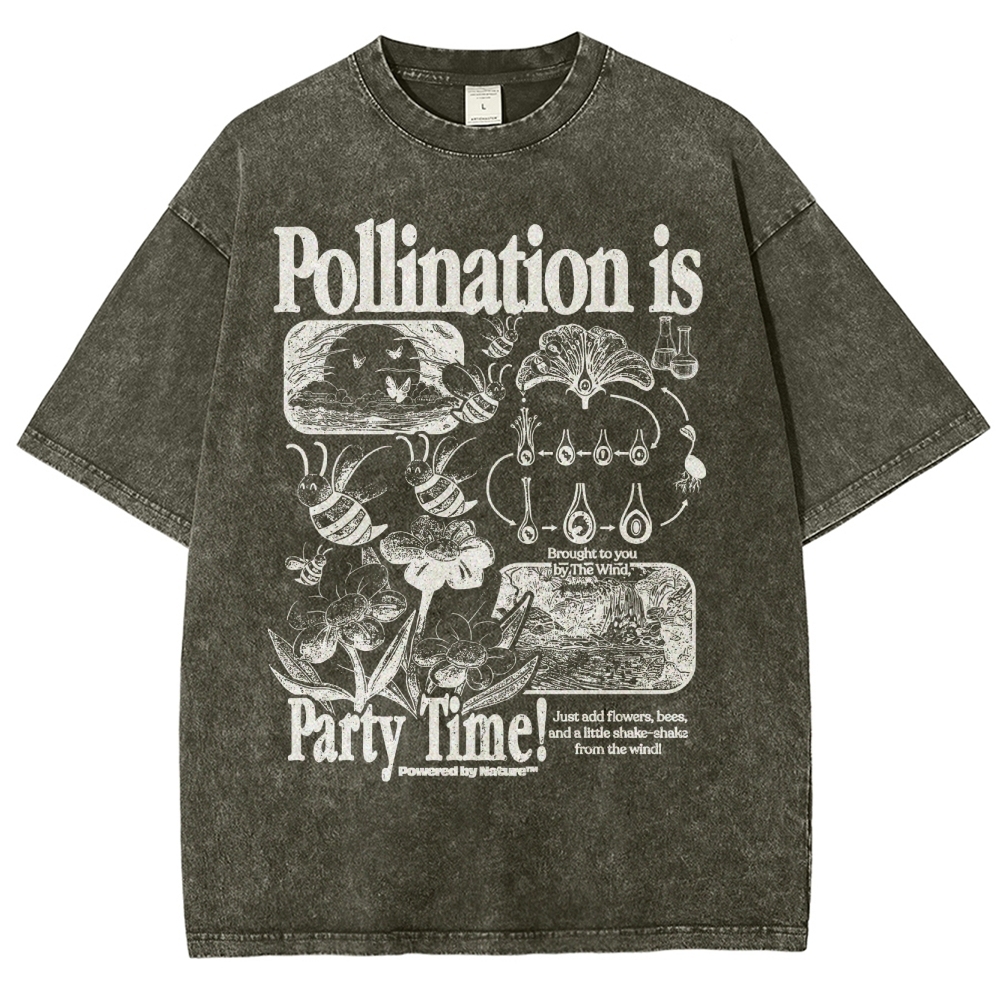 Bee Pollination Science Washed T-Shirt 