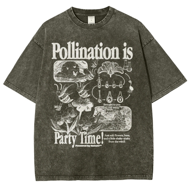 Bee Pollination Science Washed T-Shirt 