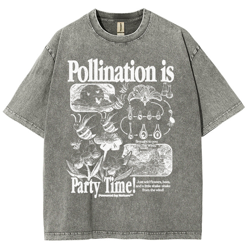 Bee Pollination Science Washed T-Shirt 