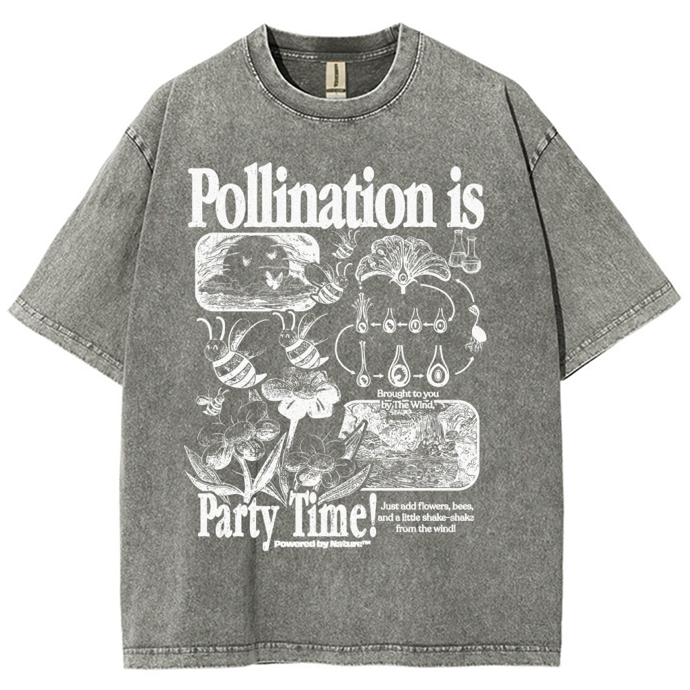 Bee Pollination Science Washed T-Shirt 