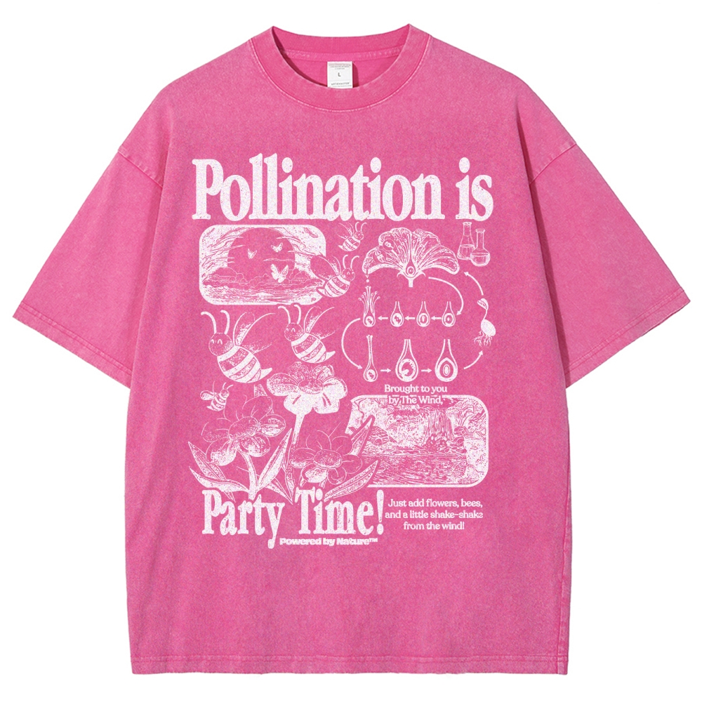 Bee Pollination Science Washed T-Shirt 