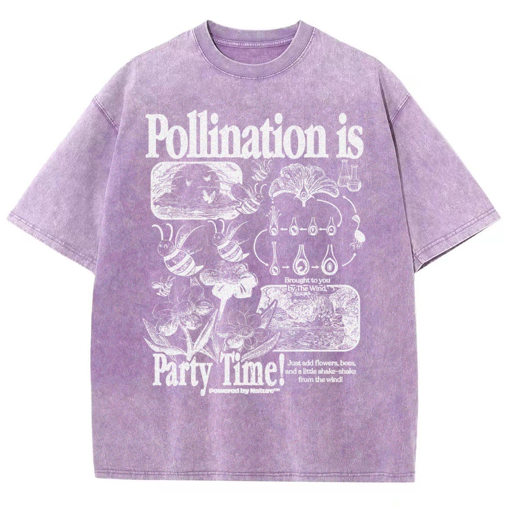 Bee Pollination Science Washed T-Shirt 
