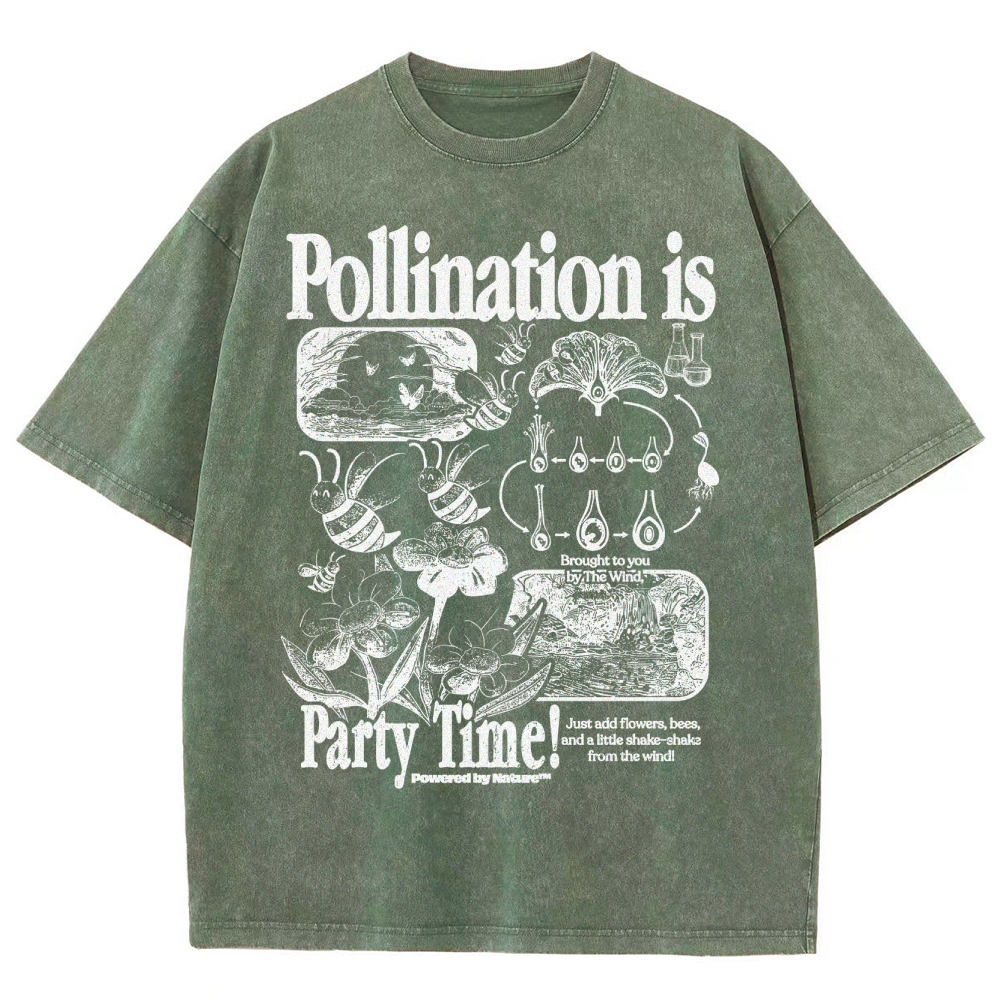 Bee Pollination Science Washed T-Shirt 