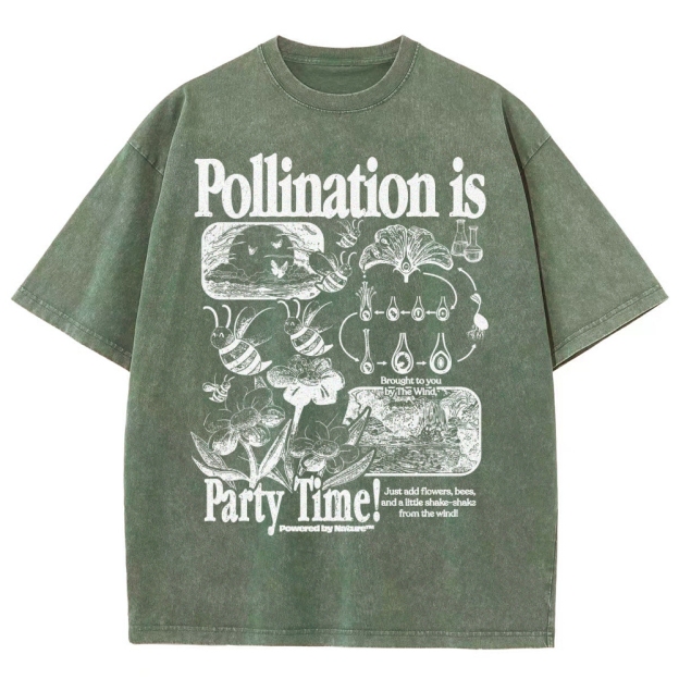 Bee Pollination Science Washed T-Shirt 