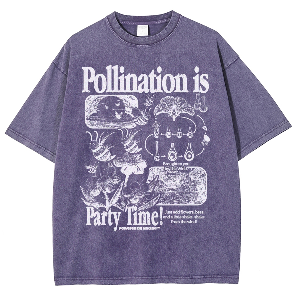 Bee Pollination Science Washed T-Shirt 