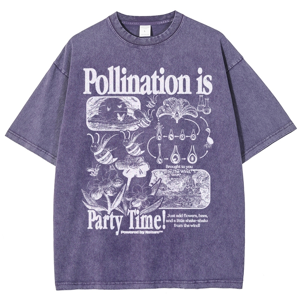 Bee Pollination Science Washed T-Shirt 