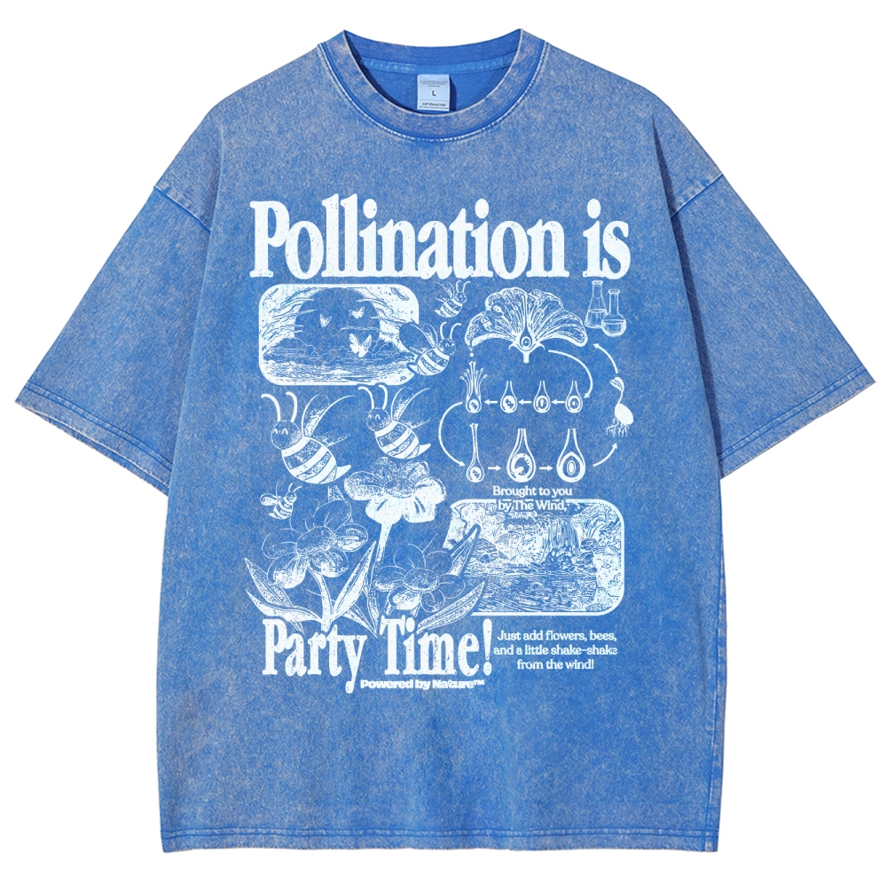 Bee Pollination Science Washed T-Shirt 