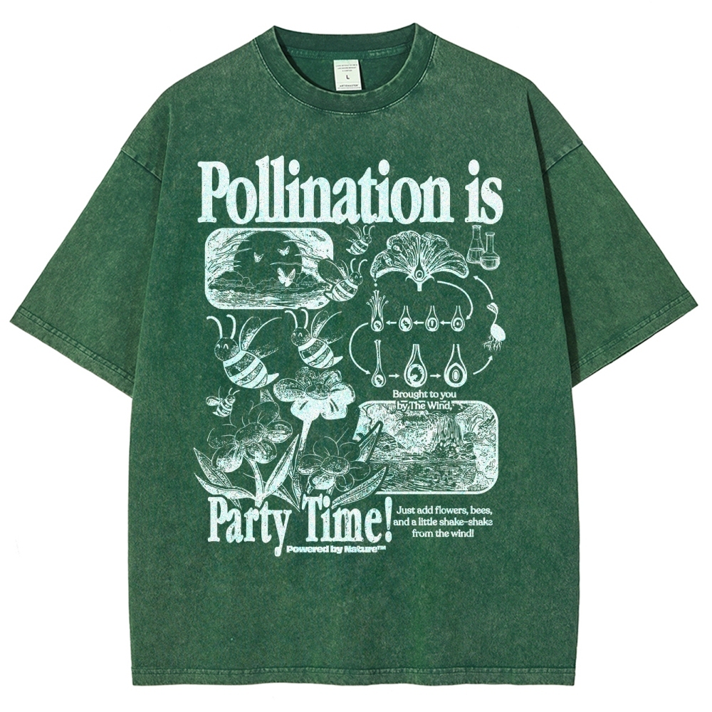 Bee Pollination Science Washed T-Shirt 