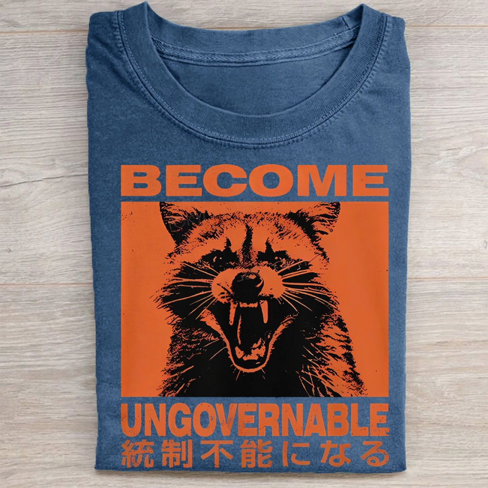 Ungovemable Raccoon  Washed Tee