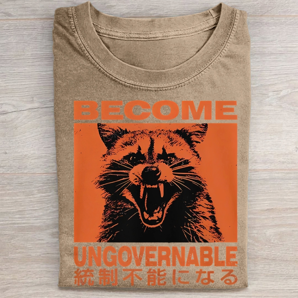Ungovemable Raccoon  Washed Tee
