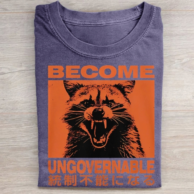 Ungovemable Raccoon  Washed Tee