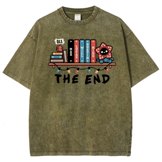 Upside Down Bookshelf Washed T-Shirt