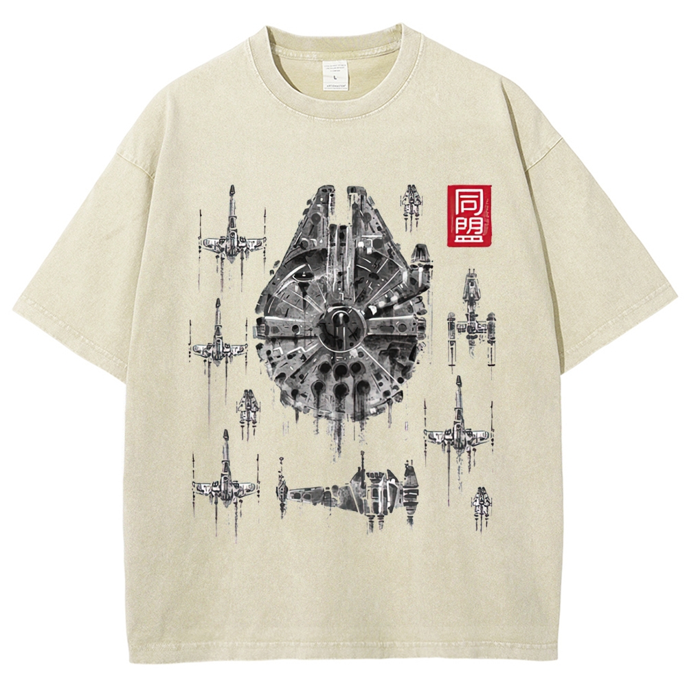 Millennium Falcon Ink Washed T-Shirt