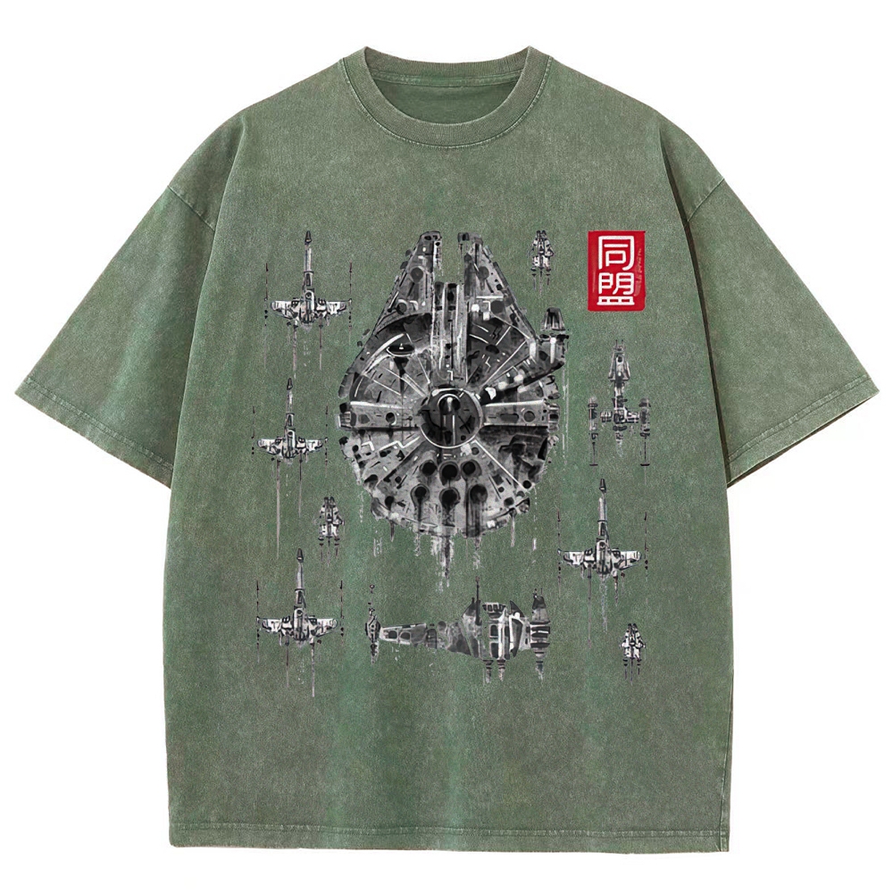 Millennium Falcon Ink Washed T-Shirt