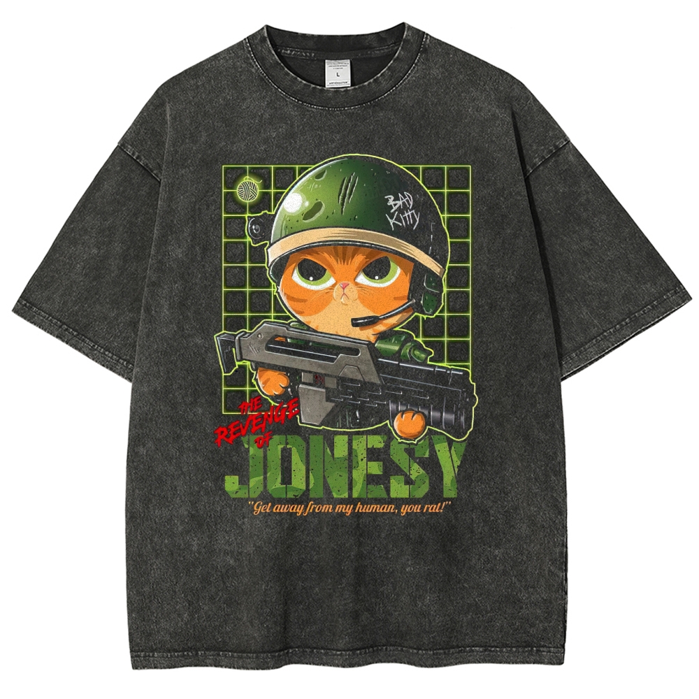 Revenge of Jonesy Alien Cat Washed T-Shirt 