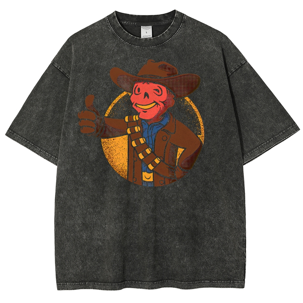 Vault Boy Cowboy Retro  Washed T-Shirt 