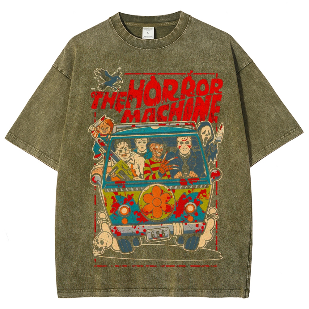 Horror Machine Mystery Machine Parody Washed T-Shirt