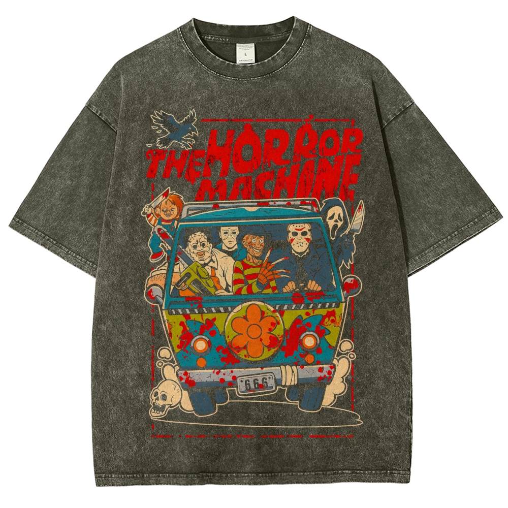 Horror Machine Mystery Machine Parody Washed T-Shirt