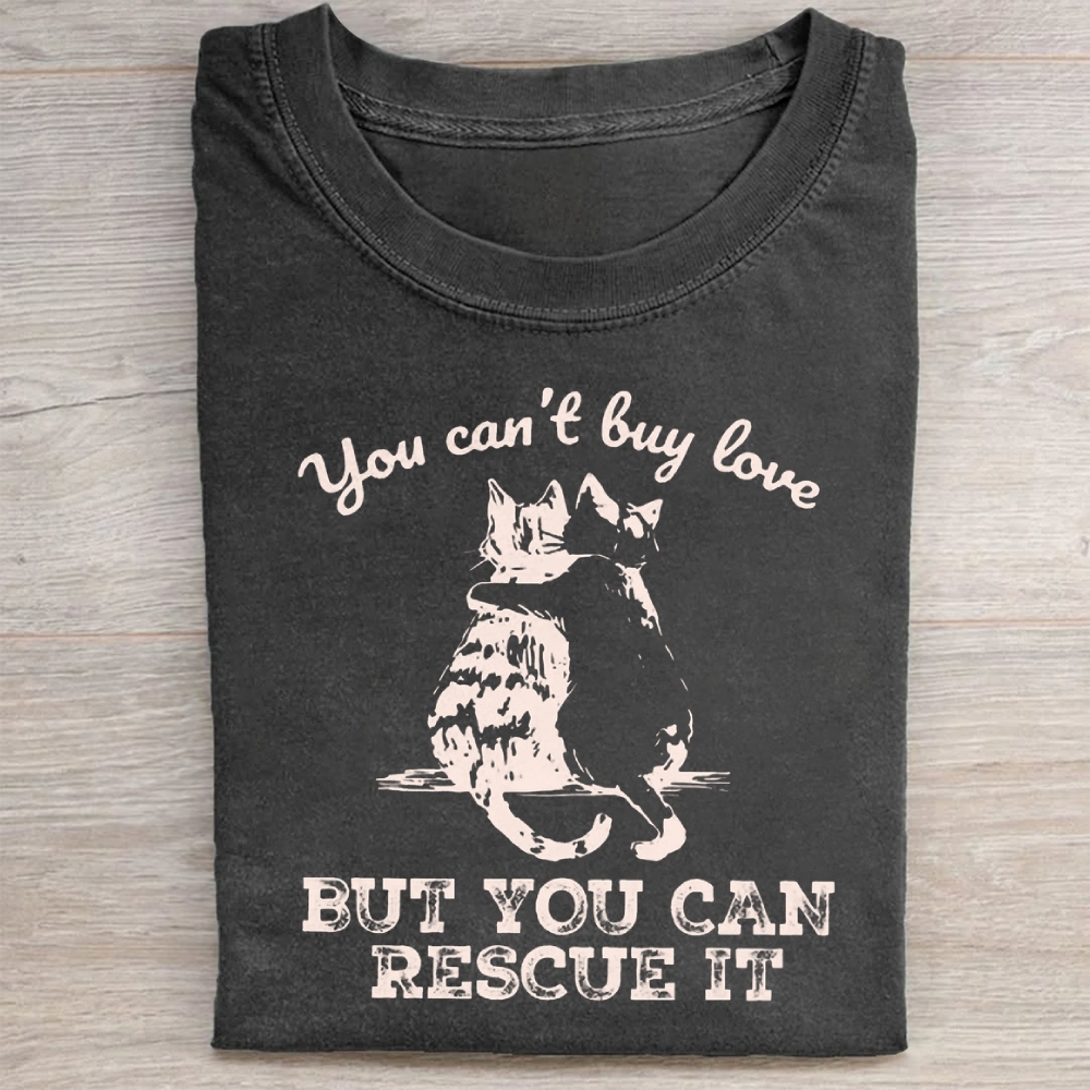 Funny Cat Rescue Washed Tee 