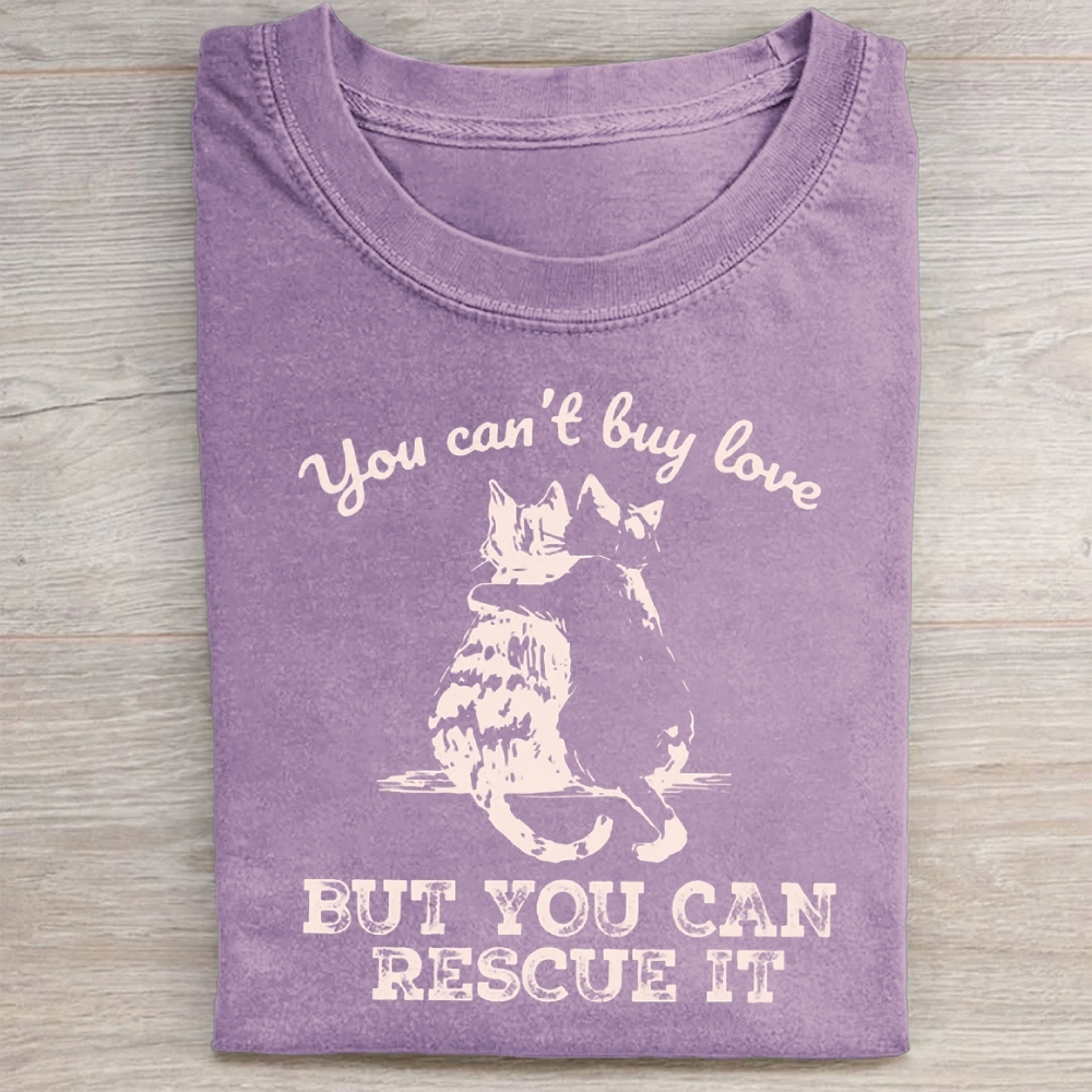 Funny Cat Rescue Washed Tee 