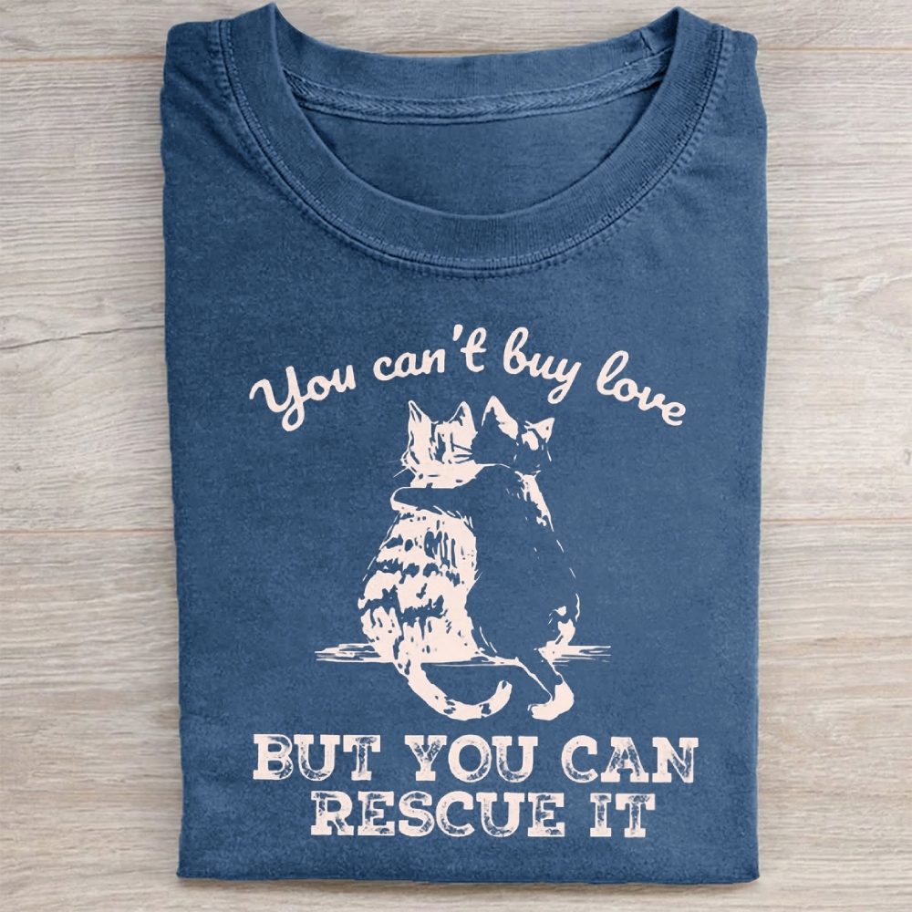 Funny Cat Rescue Washed Tee 
