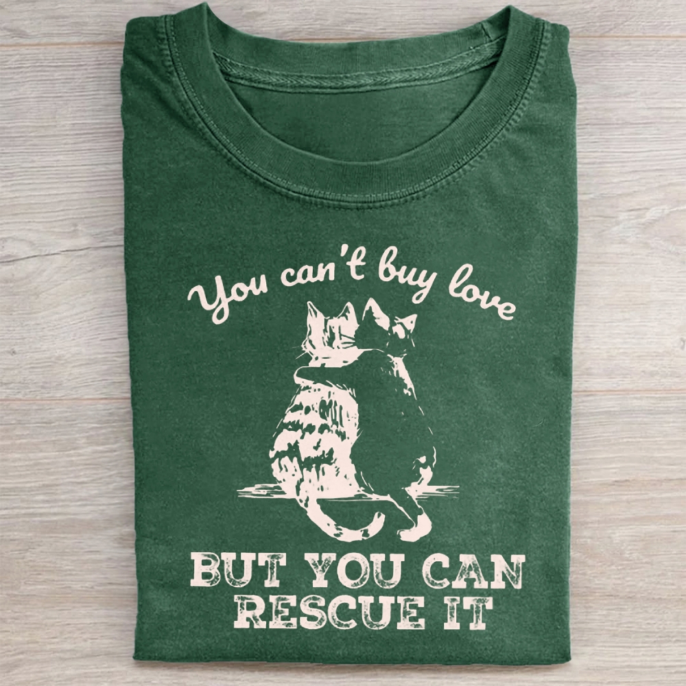 Funny Cat Rescue Washed Tee 