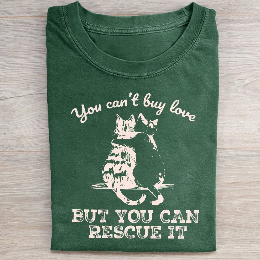 Funny Cat Rescue Washed Tee 