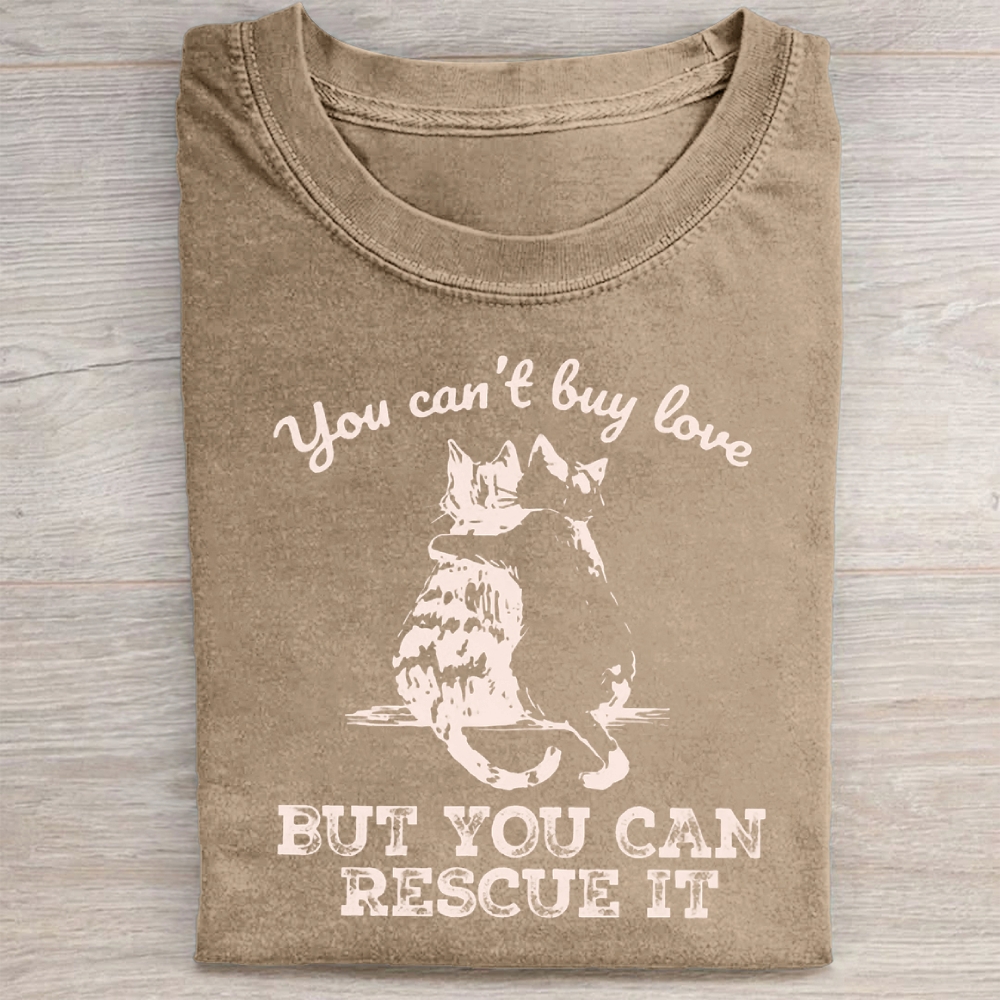 Funny Cat Rescue Washed Tee 