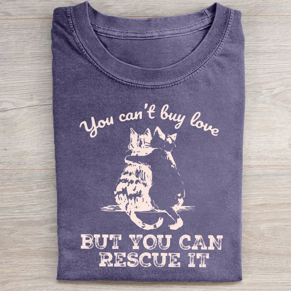 Funny Cat Rescue Washed Tee 