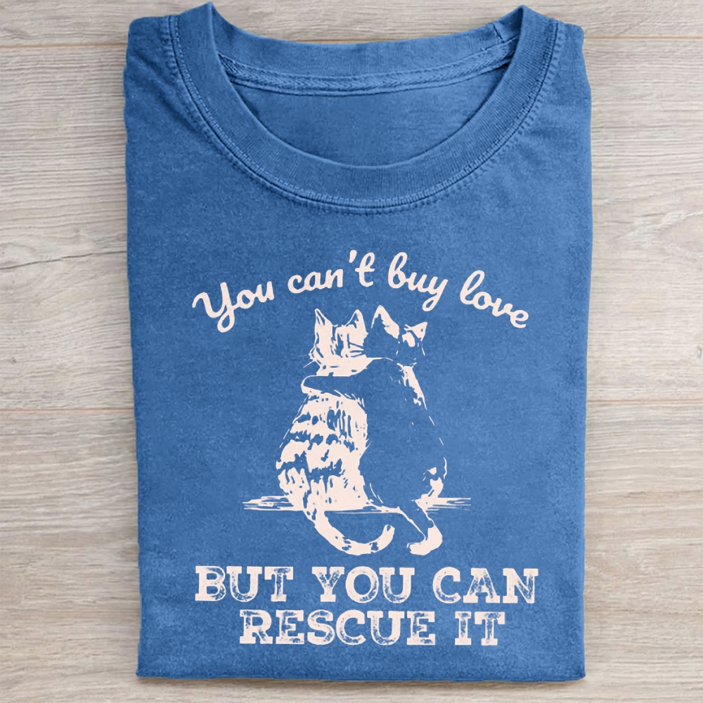 Funny Cat Rescue Washed Tee 