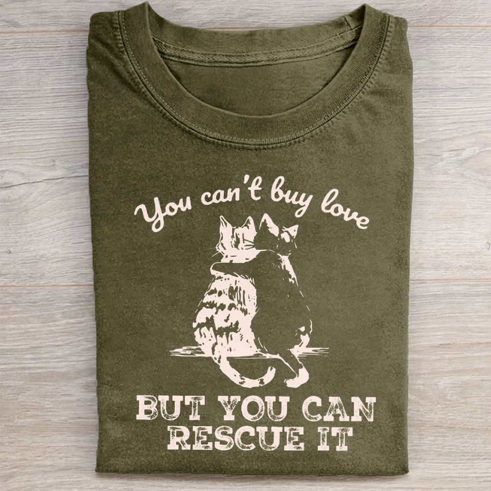 Funny Cat Rescue Washed Tee 