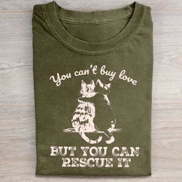 Funny Cat Rescue Washed Tee 